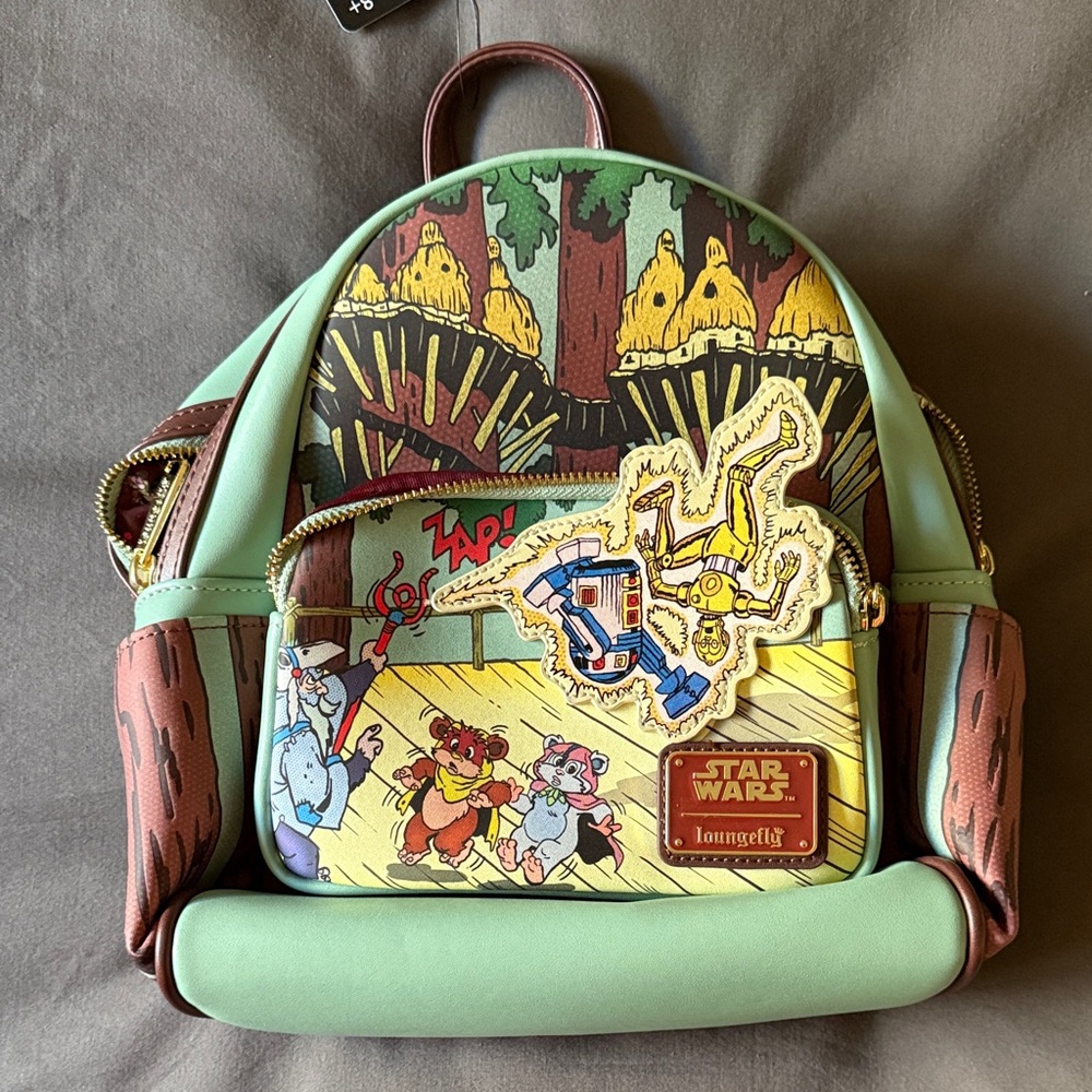 NWT RARE Loungefly Star Wars Ewoks and Droids Forest Mini Backpack